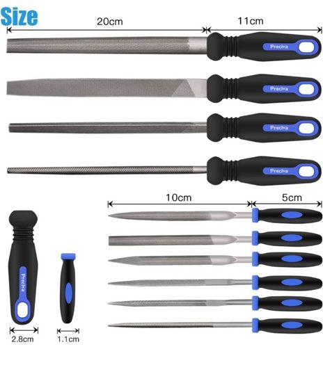 Wood Rasp File Set, Preciva 16-in-1 Wood Rasp File Set with 4 x 200mm Flat, Half-Round, Round, Triangle File & 12 x Needle File Set, Engineer File Set for Wood, Metal, Leather (FREE POSTAGE)
