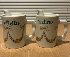 Set of Ceramic Ancienne Porcelaine Oil and Vinegar Dispensers