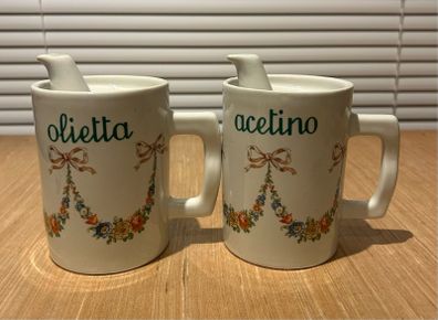 Set of Ceramic Ancienne Porcelaine Oil and Vinegar Dispensers