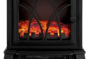 Electric Fireplace Stove Heater 1600-1800W with Fire Flame Effect, 2 Heat Settings, Adjustable Thermostat, Freestanding Portable Electric Log Wood Burner Effect - Black