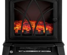 Electric Fireplace Stove Heater 1600-1800W with Fire Flame Effect, 2 Heat Settings, Adjustable Thermostat, Freestanding Portable Electric Log Wood Burner Effect - Black
