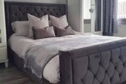 King size Monaco Bed Frame Headboard and footboard with Brand new Memory foam Dual Orthopaedic 5ft mattress included