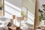 Full Length Mirrors Free Standing Floor Mirror Full Body Wall Mirror for Bedroom Living Room and Entrance, Arch Gold Frame, 147x44 CM