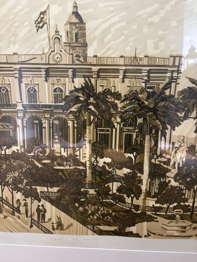 Yosvany Martinez "Plaza de Armas" Signed Cuban Serigraph Large Print 19/50 Framed