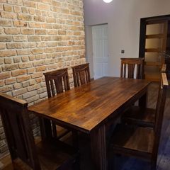 Dining Table and 6 chairs Dark wood