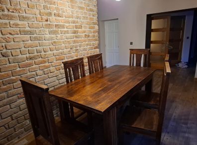 Dining Table and 6 chairs Dark wood
