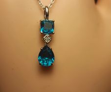 Rhodium Plated Sterling Silver Rare Capri Blue Quartz Pendant