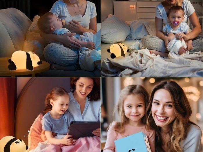 Rechargeable Cute Panda Night Light, 3 Level Dimmable Nursery Nightlight with Timer, Silicone Light Cute Animal Night Lamp for Breastfeeding Toddler Baby Kids Decor, Squishy Lamps Girls Panda Gifts