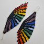 Colourful Rainbow Earrings, handwoven on silver earhook Image 2