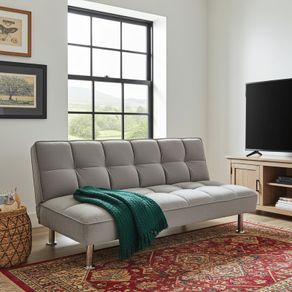 Grey Folding 3 Seater Fabric Sofa Bed