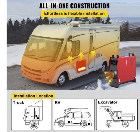5KW Diesel Air Heater All in One 12V with LCD Switch Remote Control Low Noise Suitable for Cars Vans Trucks RV Boats Trailers