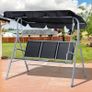 Metal Garden Swing Chair, 3-Seater Swing Seat, Patio Hammock Bench Canopy Lounger, Black Image 3