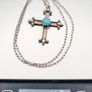 925 Silver Turquoise Accent Cross Necklace Image 9
