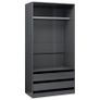 Wardrobe High Gloss Grey 100x50x200 cm Chipboard Image 2