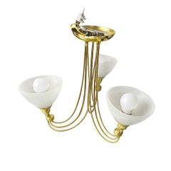 3-Light Brass Semi-Flush Ceiling Light