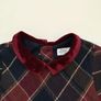 Zara BabyGirl Navy & Wine Check Dress with velvet collar Image 2