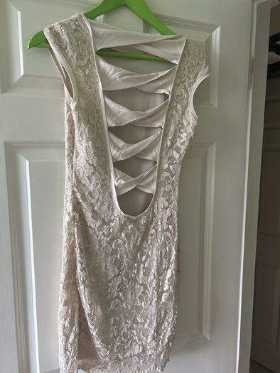Cream lace dress with cut out back