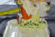 Beautiful Old Yardley English Lavender Porcelain Soap Dish featuring figures of a woman, children, and a dog