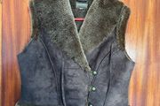 Ladies fur lined suede gilet