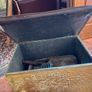 Antique Coal Box with Brown Cushion Lid Image 4