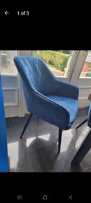 Dining chairs blue velvet