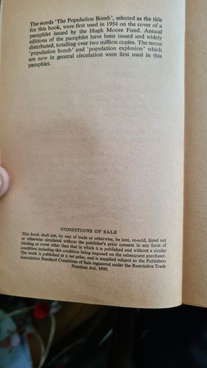 The Population Bomb. By Dr Paul R. Ehrlich 1971