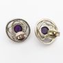 Vintage 925 Syerling Silver Purple Chalcedony Stud Earrings Image 4