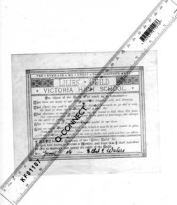 Very Rare 'Lilies Guild'  - Victoria High School From June 1908