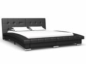 Bed Frame Black Faux Leather 135x190 cm