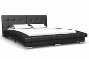Bed Frame Black Faux Leather 135x190 cm
