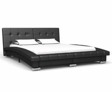 Bed Frame Black Faux Leather 135x190 cm