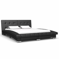 Bed Frame Black Faux Leather 135x190 cm