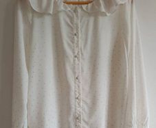 FRNCH Paris White Ruffle Blouse - Size M - Excellent Condition