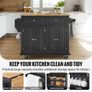 Kitchen Island Cart, 43" Wood Top Mobile Carts with Storage Cabinet, Rolling Table with Drop Leaf, Spice Rack, Towel Bar, Adjustable Shelf, Drawer, and Hooks, Portable Islands on Wheels, Black Image 3