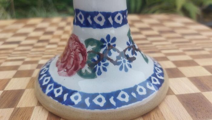 Beautiful Nicholas Mosse Tall Candlestick in the Popular but Discontinued Kilfane Rose Pattern, Circa 1996-2004, Number One of Two Available