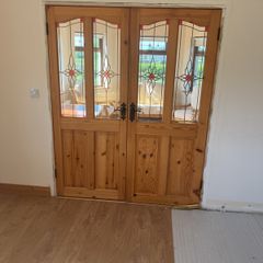 Pine doors with glass