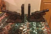 Cannon wooden bookends free postage