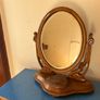 Vintage oval wooden dressing table mirror Image 2