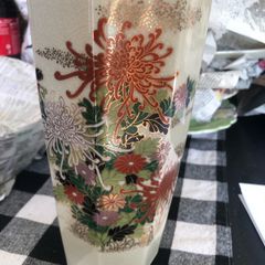 Vintage Japanese Ceramic Vase, Crackle Glaze Cream Colored with Floral Design, Vase Made in Japan