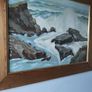 Lovely oil on board of sea weave hating rocks singed M Carey. Image 5