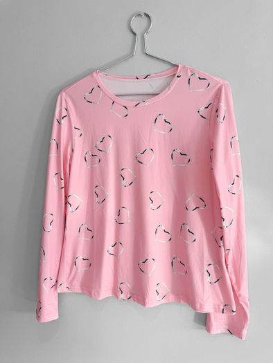 New Pink Heart Long Sleeve Top