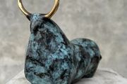 Abstract Bull With Gold Accents - Patinated Bronze