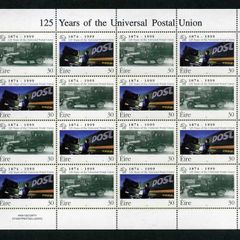 1999 Ireland 125 Years of the Universal Postal Union (UPU) 1874-1999 Commemorative Stamps Sheetlet Plate 1B1B Mint Never Hinged (MNH)