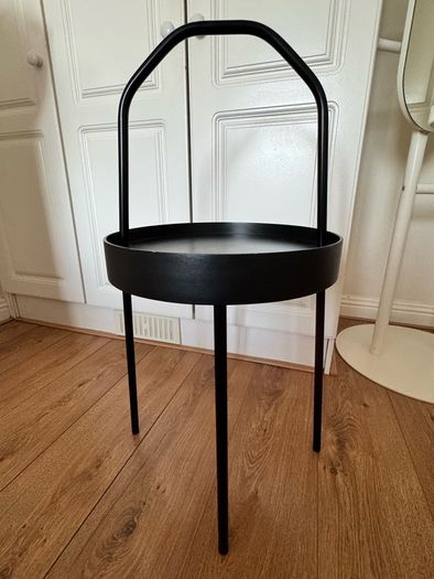 IKEA BURVIK Side Table black Portable Tray Table Handle.