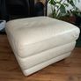 Cream leather pouffe Image 3