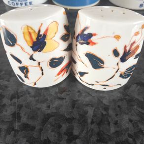 Stunning set of Thomas Porcelain Germany hand painted salt and pepper set, Art Deco style