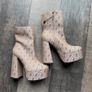River Island Beige/Gold Monogram Platform Ankle Boots UK 5 / EU 38 Image 5