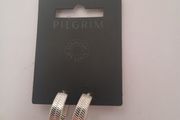 Pilgrim Danish Design Silver Tone Textured Ribbed Hoop Earrings New CAN POST
