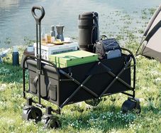 Camping trolley/ Beach wagon/ Garden cart/ Wagon cart/ Trolley Heavy Duty, Large Folding Wagon with Wide All-Terrain Wheels, Garden Cart Pull Along Hand Truck for Camping Beach Fishing