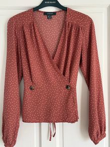 Polka Dot Wrap Top